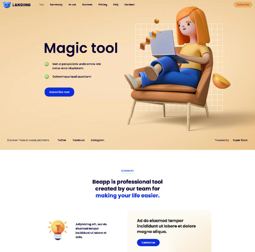 Landing page example